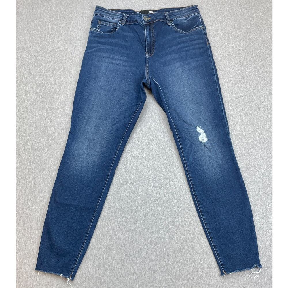 Kut From The Kloth Jeans Womens 12 Blue Cotton Blend Stretch Donna Ankle Skinny